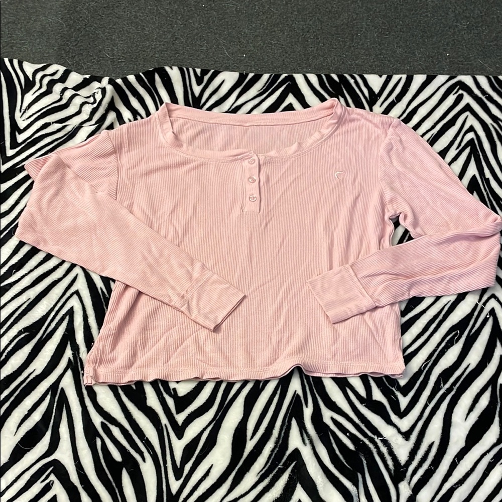 ZYIA Pink henley style thermal top